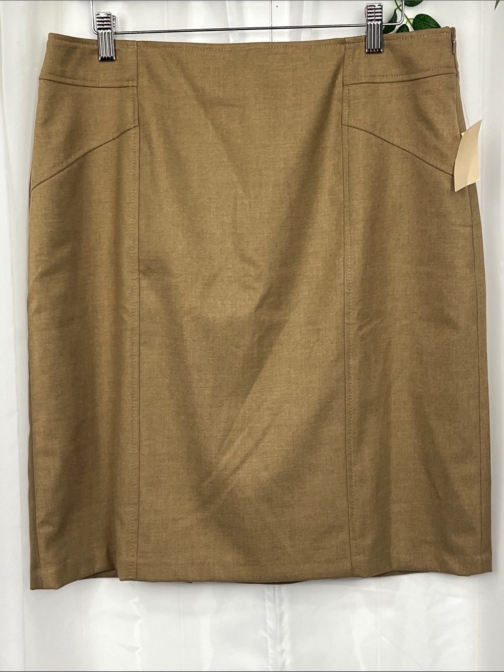 Coldwater Creek Sueded Twill Pencil Skirt 14 Caramel Color Lined Side Zip RUC